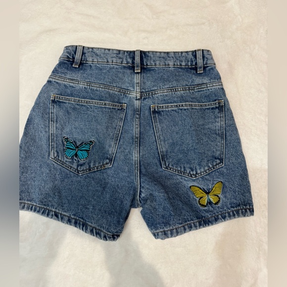 Zara Denim Shorts with Colorful Butterfly Accents - Picture 2 of 4